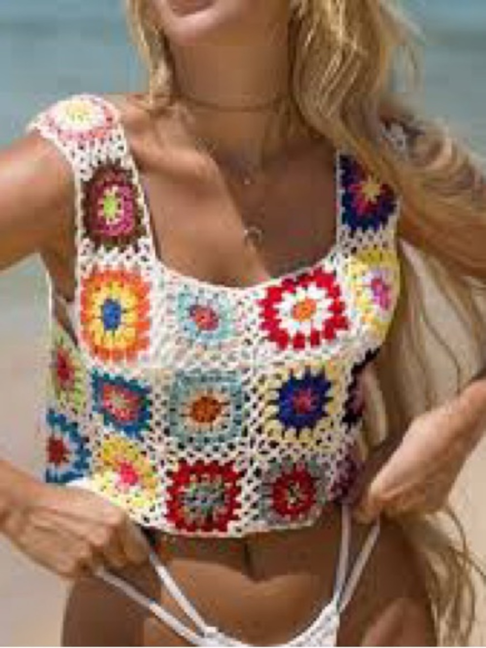Bohemian Style Crochet Square Crop Top